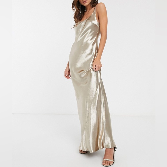 ASOS Gold Satin Dress - Picture 2 of 2
